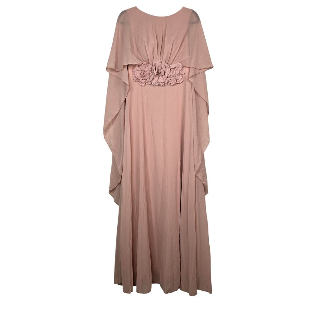 SUPGIR Dress Womens Medium Pink Maxi Cape Overlay Floral Waist Wedding - Picture 1 of 10